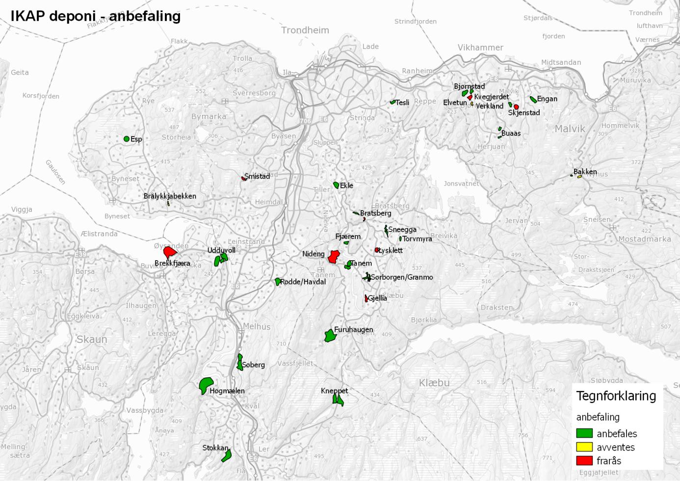 Sammendrag vurdering områder Det er vurdert 39 områder.