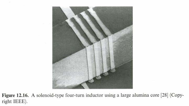 Ekstrem variant Solenoid-type induktor med en stor alumina-kjerne Plasseres manuelt på et Si-substrat, fig.