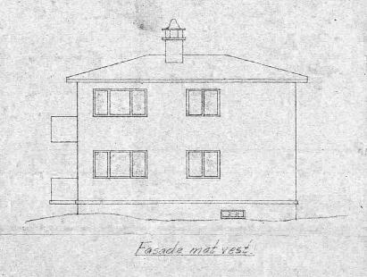 Figur 2. Tegninger for Nordåsdalen 3, utsnitt av fasader Ytterdørene i teak ser ut til å være originale og har stående sekskantet vindusfelt (se bl.a. Figur 17).