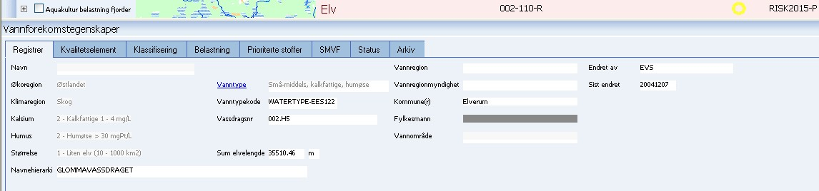 Datagrunnlaget for inndeling i vanntyper etter kalsiuminnhold og humusinnhold har dels vært mangelfullt, og det har derfor vært nødvendig å anslå sannsynlig klasse for disse parametrene på bakgrunn