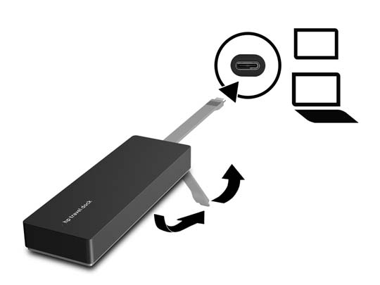 Sette opp USB-forankringsstasjonen Trinn 1: Koble til datamaskinen Koble USB Type-C-kabel festet til forankringsstasjonen til en USB Type-C-ladeport på datamaskinen som er ladet, eller er
