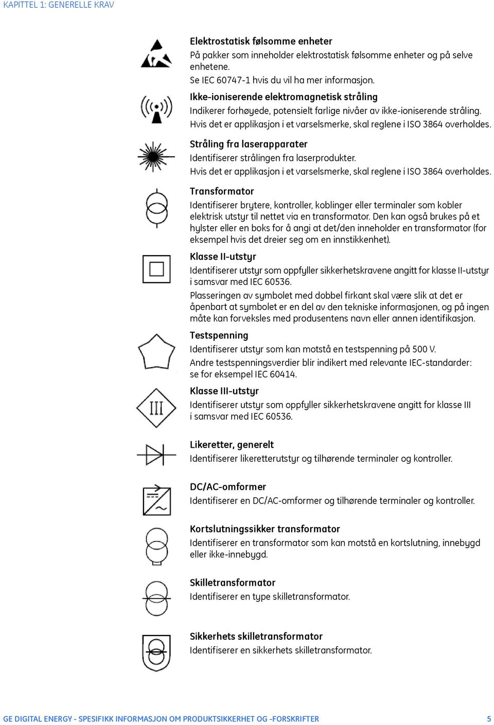 Stråling fra laserapparater Identifiserer strålingen fra laserprodukter. Hvis det er applikasjon i et varselsmerke, skal reglene i ISO 3864 overholdes.