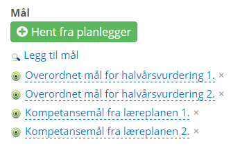 På siden for oppsett av vurderingen skal du gjøre følgende: 1. Angi tittelen Halvårsvurdering i feltet for "Tittel". Merk at dette er en visningstittel.