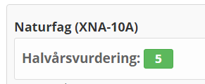 Vising av publisert halvårsvurdering Publisert halvårsvurdering blir tilgjengelig for elev/foresatt via vurderingsoversikten til eleven eller for faget.