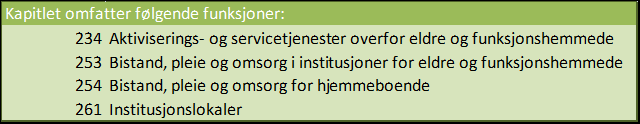 I 29 utgjorde aldersgruppen 8+ en andel på 5,1 % av kommunens befolkning. Nettoutgiftene til pleie og omsorg samme år, utgjorde 34,1 % av kommunens samlede utgifter.