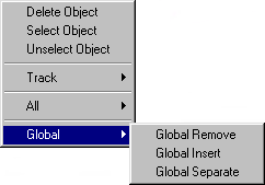 20 4. Velg GLOBAL REMOVE AND MOVE. Da fjernes område på alle sporene og høyre del flyttes inntil venstre. 5. Vil du ha pause i området, velg GLOBAL REMOVE. 6. I begge tilfeller får du nye blokker.