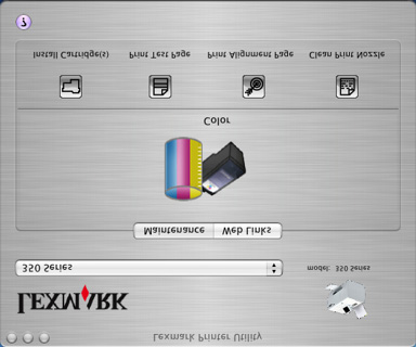 Registrere skriveren. Kontakte kundestøtte. Se etter spesialtilbud. Du kan åpne skriververktøyet på to forskjellige måter: Dobbeltklikk på mappen Lexmark 350 Series i Finder.