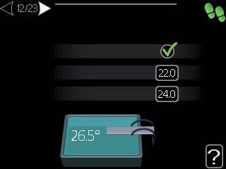 11. Innstilling av "ekstra klimasystem" 12. Innstilling av bassengoppvarming Denne delen av startguiden vises bare hvis alternativet er valgt i en tidligere meny og ekstrautstyret er installert.