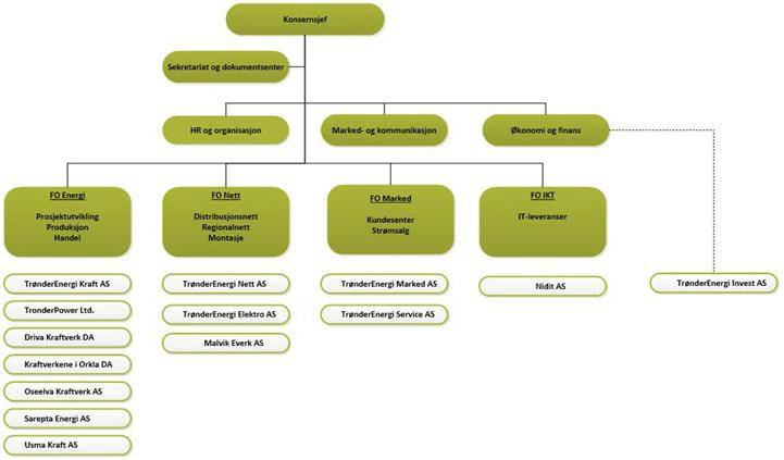 PROSJEKTPLAN Kommune: Flere Prosjekt: Trønderenergi 2013 Prosjektleder: Frode Singstad Prosjektnr:. - Styringsgruppe, dato: 21.08.2013 Figur: Konsernorganisering, TrønderEnergi Kilde: tronderenergi.