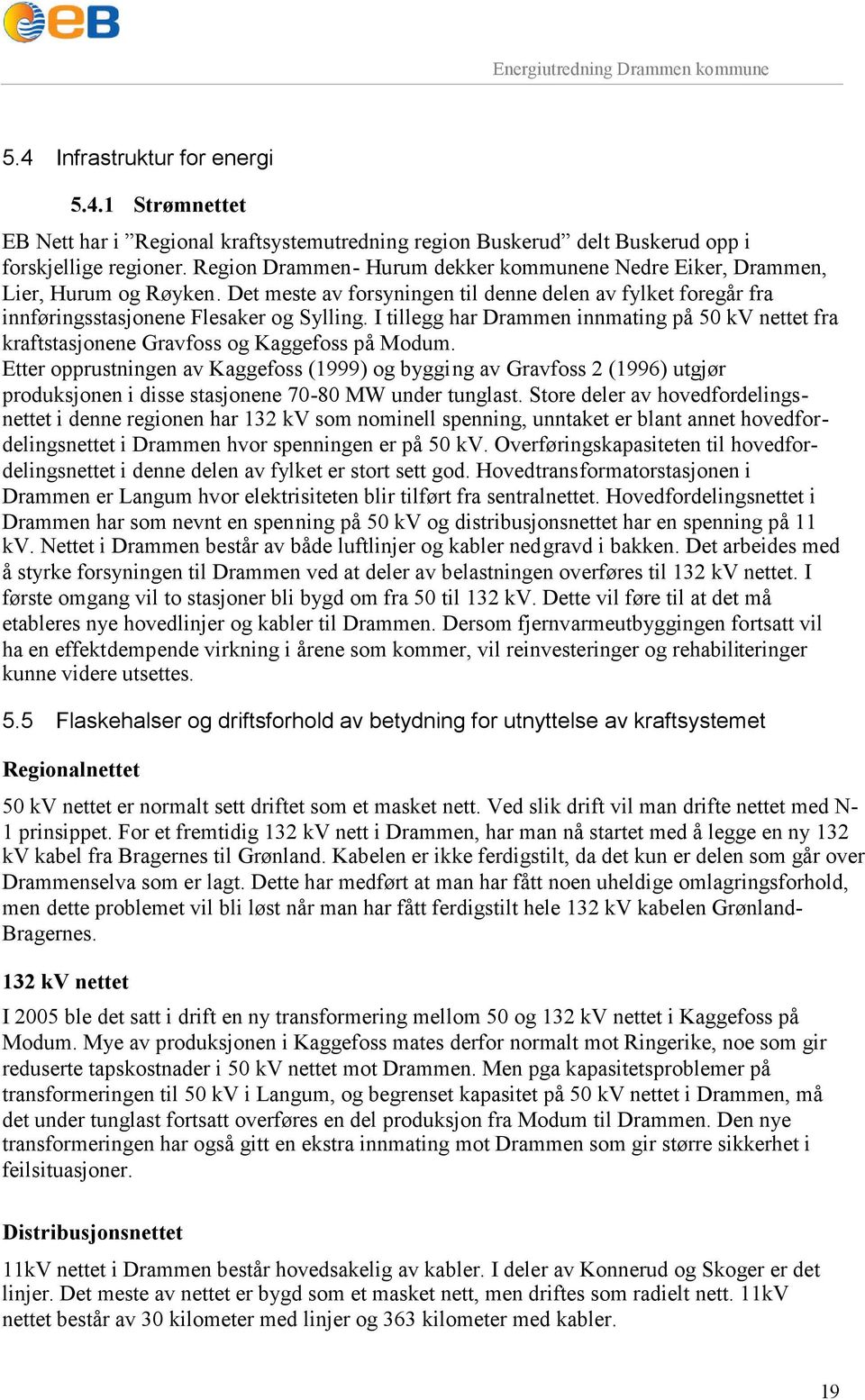 I tillegg har Drammen innmating på 50 kv nettet fra kraftstasjonene Gravfoss og Kaggefoss på Modum.