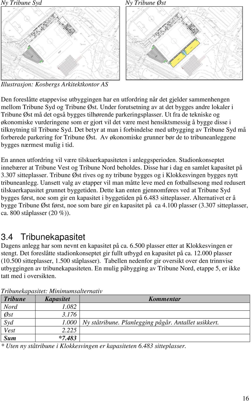 Ut fra de tekniske og økonomiske vurderingene som er gjort vil det være mest hensiktsmessig å bygge disse i tilknytning til Tribune Syd.