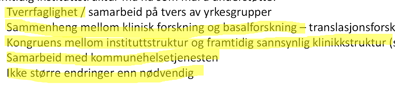 Presiseringer fra dekan: Målet er å utarbeide konkrete forslag til modeller for instituttorganisering. Utredningen leveres i form av tabellarisk oversikt uten vedlegg.