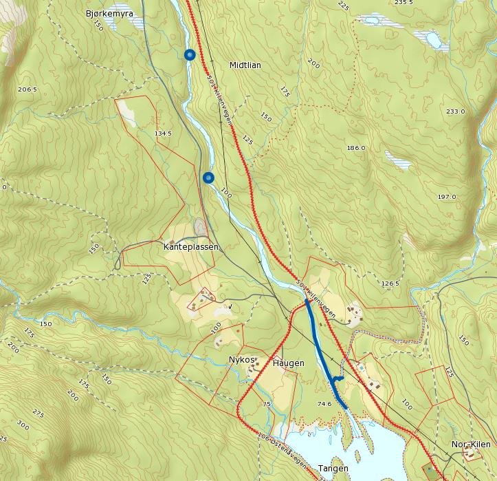 KILEÅI NVE-Dam Liten foss, mulig hinder ElvID 016-33-13603 VannForekomstID 016-95-R Oppvekst areal (m 2 ) 0m2 - kun elva UTM sone 32 Øst Nord Vandringslengde (m) Minimum 1,2 km Utløp 488595 6577474