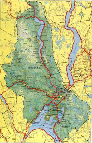 HRA - Kravspesifikasjon Side 3 av 14 1.3 Innsamlingsområde Geografisk innsamlingsområde: HRA sine eierkommuner i Buskerud: Ringerike og Hole er vist i venstre bilde nedenfor.