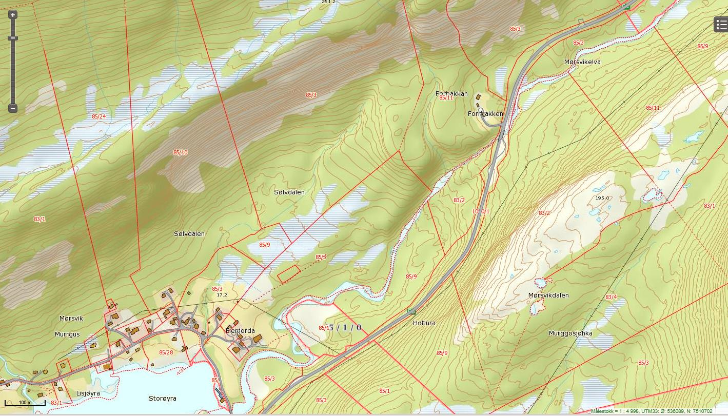 Inntak og dam kote 77 med arealbruk Rørgate, DN 1300, 480 meter med arealbruk Avløpskanal 60 meter Kraftstasjon kote 20 med arealbruk Ny permanent vei til