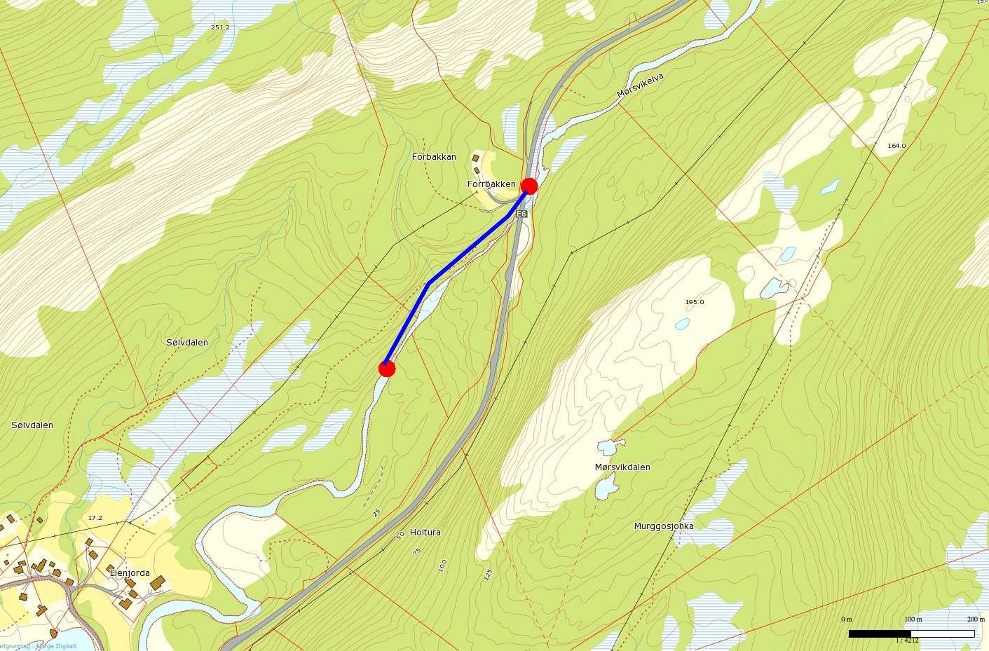 Mørsvikelva kraftverk 14. juni 2010 5 Figur 2. Kartet viser hvor utbyggingsområdet ligger i Sørfold kommune.