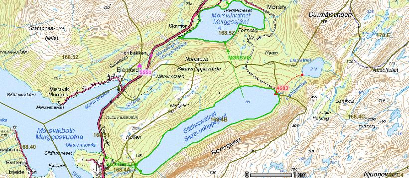 7 1.6 Sammenligning med nærliggende vassdrag Vassdraget er med i ressurskartleggingen som NVE foretok i 2004, som en del av samlet plan med Id nr 71703 Mørsvik.