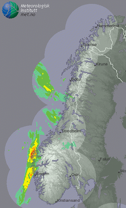 Værradar 8 radarer langs kysten av Norge