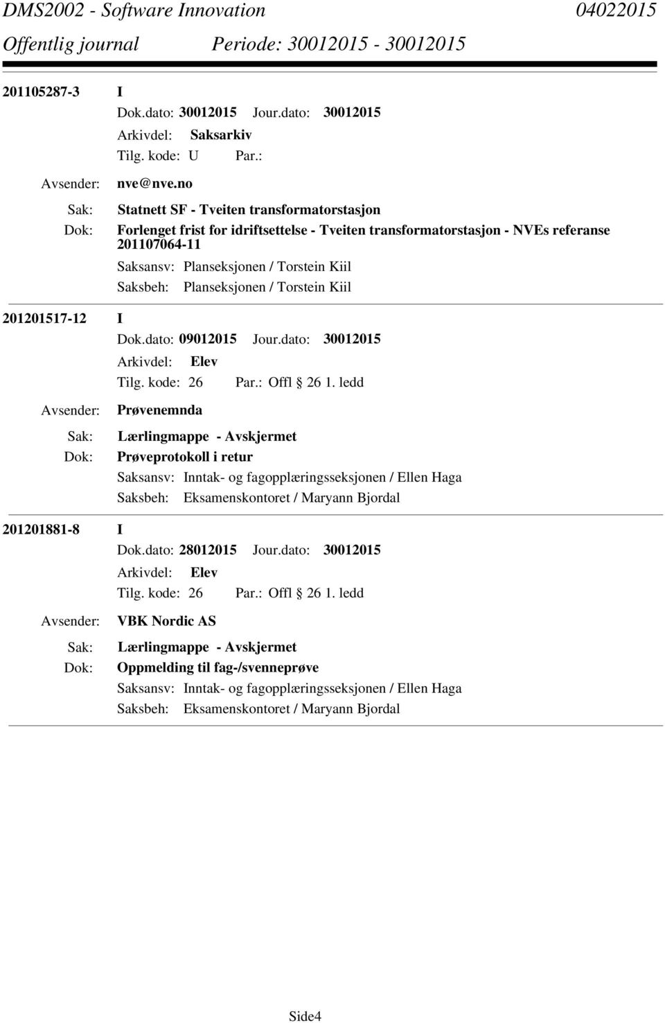 Saksansv: Planseksjonen / Torstein Kiil Saksbeh: Planseksjonen / Torstein Kiil 201201517-12 I Dok.dato: 09012015 Jour.