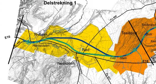 42 SILING AV ALTERNATIVER FOR STREKNINGEN NYBAKK-ULLERN Øst for Gulltjennmåsan fortsetter alternativ 3 