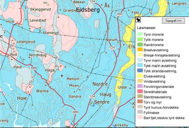 3 Figur 3: NGU-løsmassekart med planområdet (www.ngu.no) 4.2 Kartlagte faresoner for kvikkleireskred Langs planområdet finnes det fire kartlagte faresoner for kvikkeleireskred. Se figur 4 og 5, under.