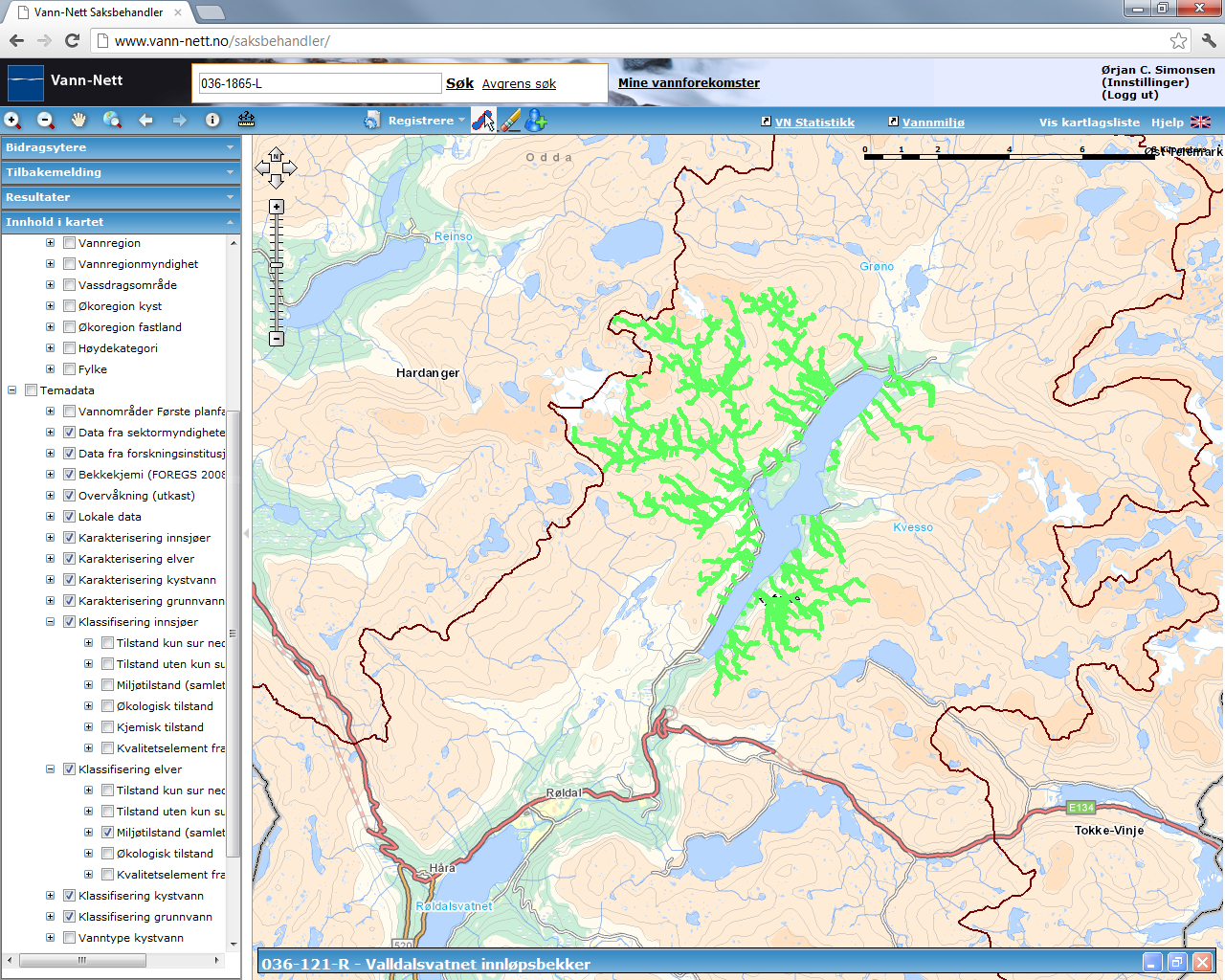 Valldalsvatnet innløpsbekker (036-121-R) Liten, svært