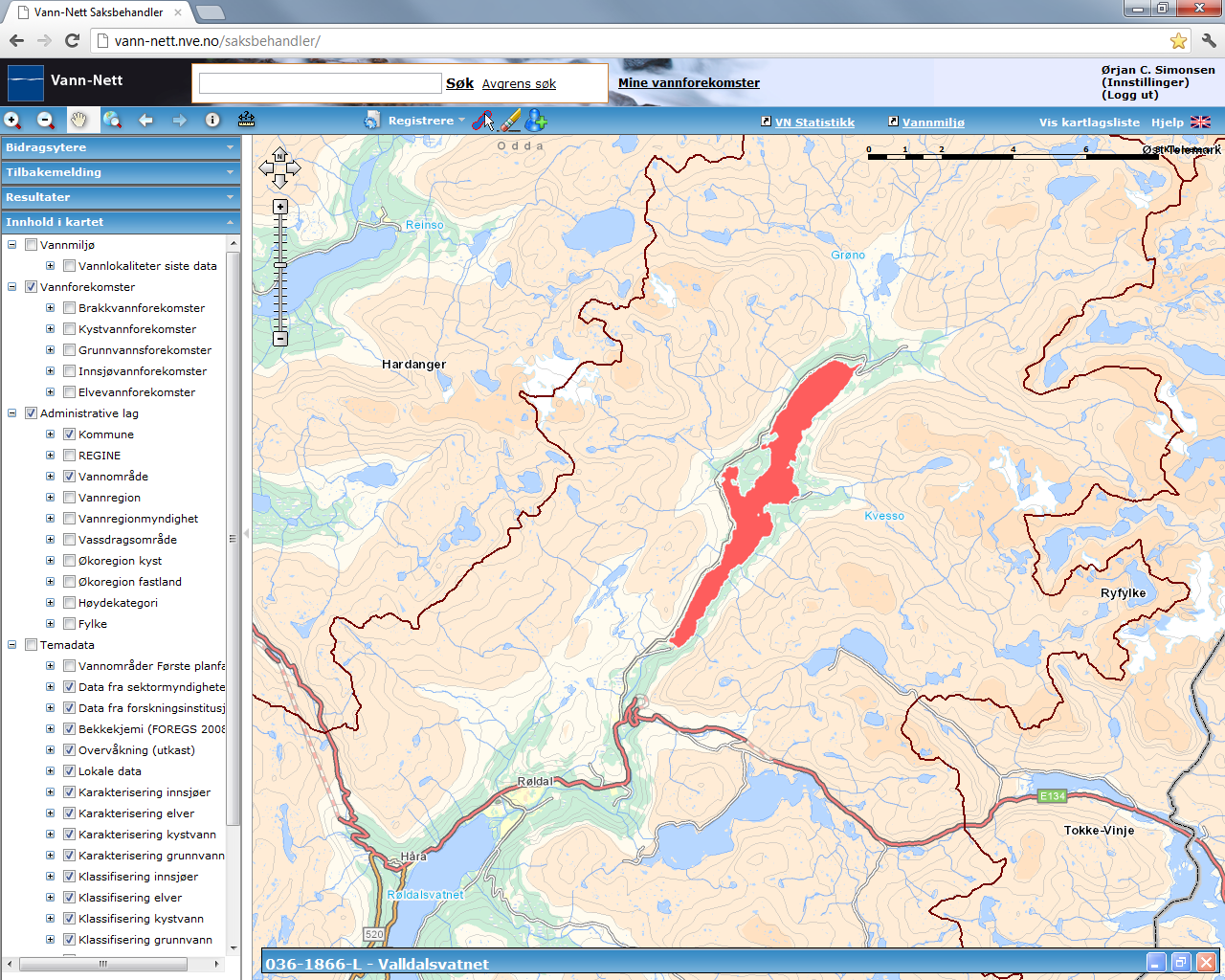 Valldalsvatnet (036-1866-L) Stor, svært kalkfattig, klar, dyp (innsjø) Svært dårlig (påvirkningsanalyse) ksmvf Risiko Svært stor grad - Vannkraftsdam