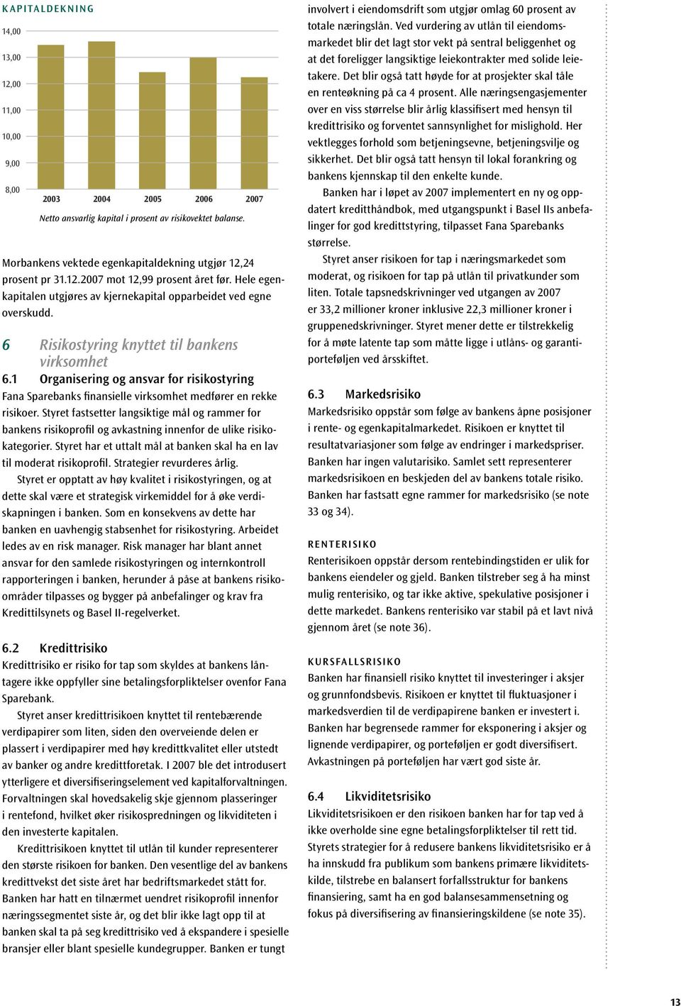 6 Risikostyring knyttet til bankens virksomhet 6.1 Organisering og ansvar for risikostyring Fana Sparebanks finansielle virksomhet medfører en rekke risikoer.