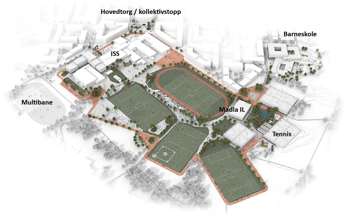 Skole- og idrettsvisjon Planen bygger opp om et skole- og idrettsområde med fellesfunksjoner og sambruk. I tillegg skal det sikres attraktive nabolagsparker og by- og parkrom.