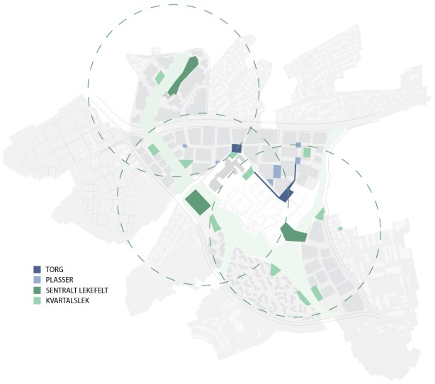 Planens arealstrategi med urban kvartalsstruktur og fordeling av kvalitative uteareal i kvartalene og ut i fellesområdene, gir nærhet til et variert aktivitets- og oppholdtilbud med høy kvalitet.