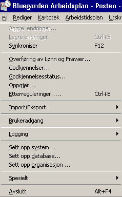 Vaktplan versjon 6.2 Oversikt over menyer Dette dokumentet viser menyene i Vaktplan slik de er plassert i Postens versjon 4.5. Samme meny vises i ny versjon 6.2. Nye menyvalg i 6.