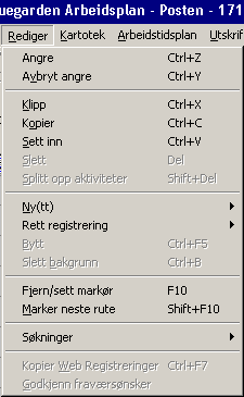 2. Rediger - meny Versjon 4.5 Meny: Rediger Versjon 6.