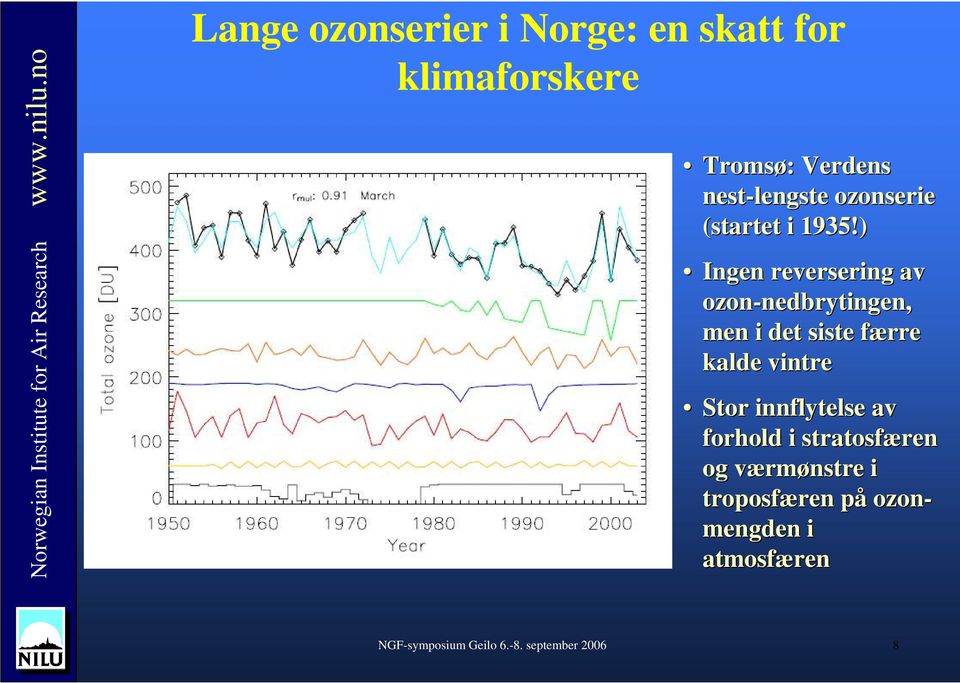 ) Ingen reversering av ozon-nedbrytingen, nedbrytingen, men i det siste færre kalde