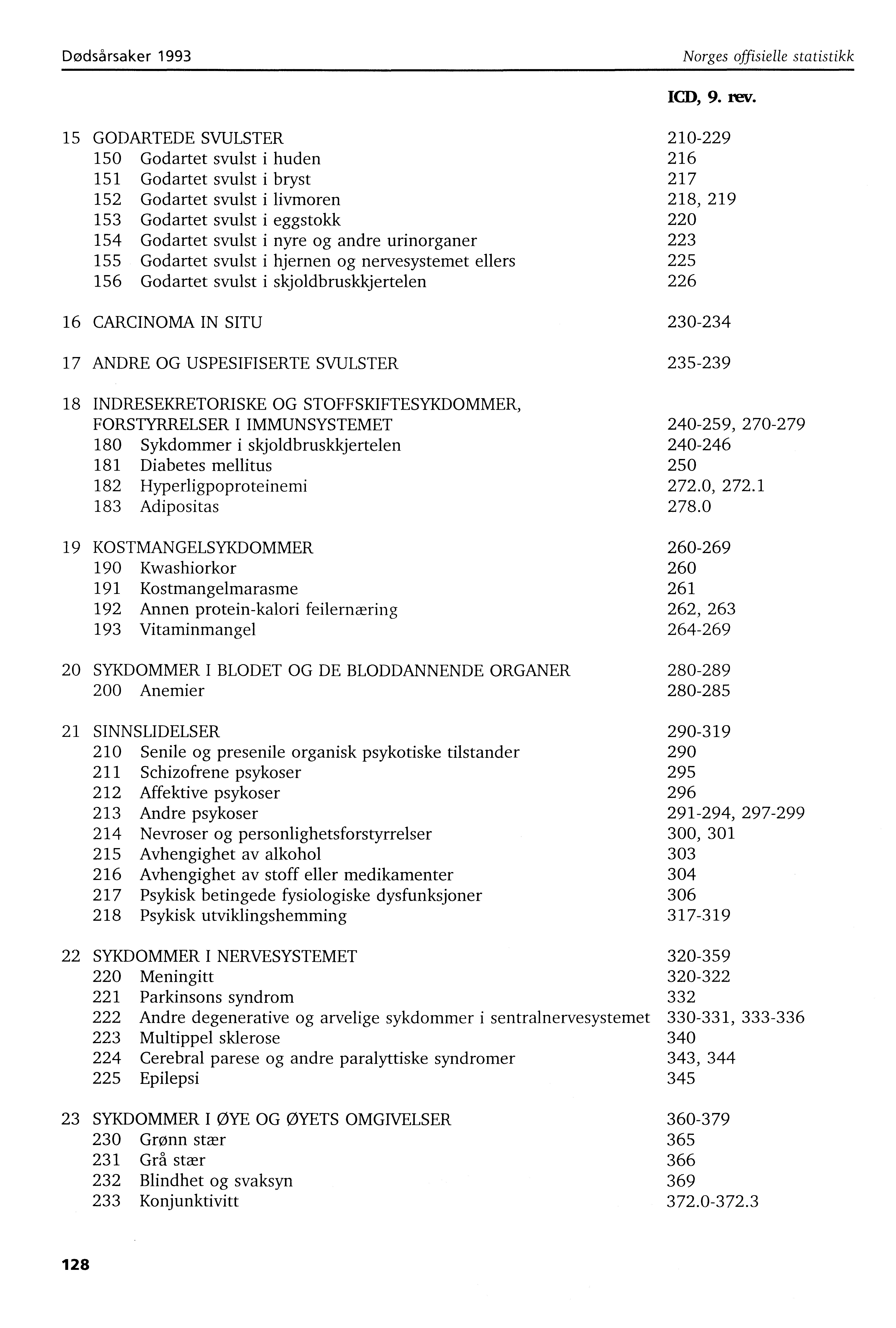 Dødsårsaker 993 Norges offisielle statistikk ICD, 9. rev.