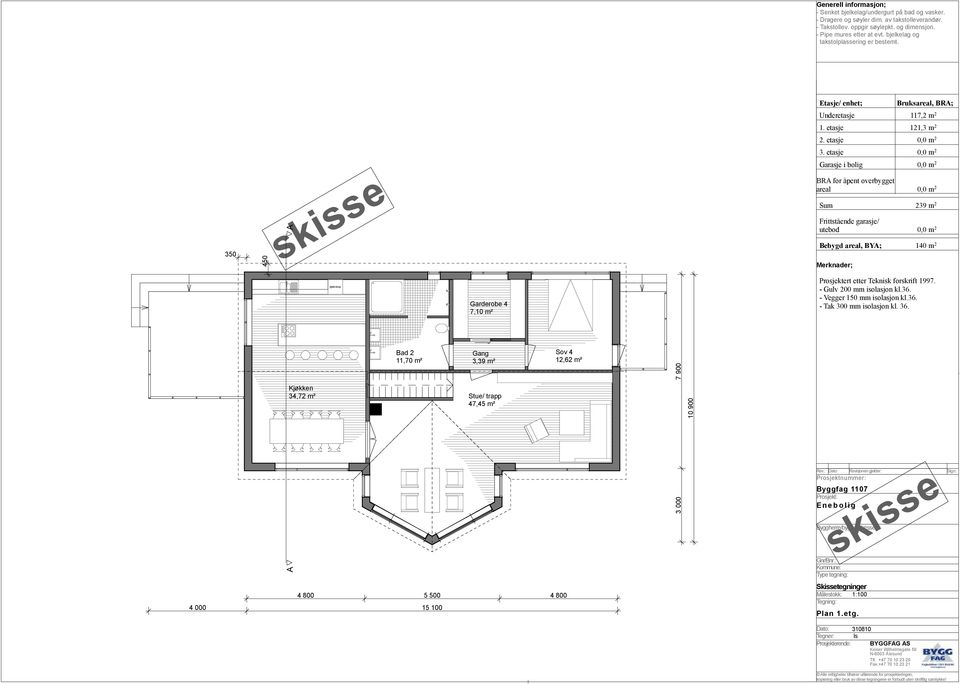 Gang 3,39 m² Stue/ trapp 47,45 m² Sov 4 12,62 m²