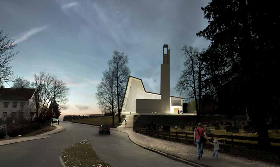 1 BESKRIVELSE ØSTRE PORSGRU KIRKE 1. Prosjektets visjon Østre Porsgrunns nye kirke skal fremstå som et moderne og velfungerende kirkebygg.