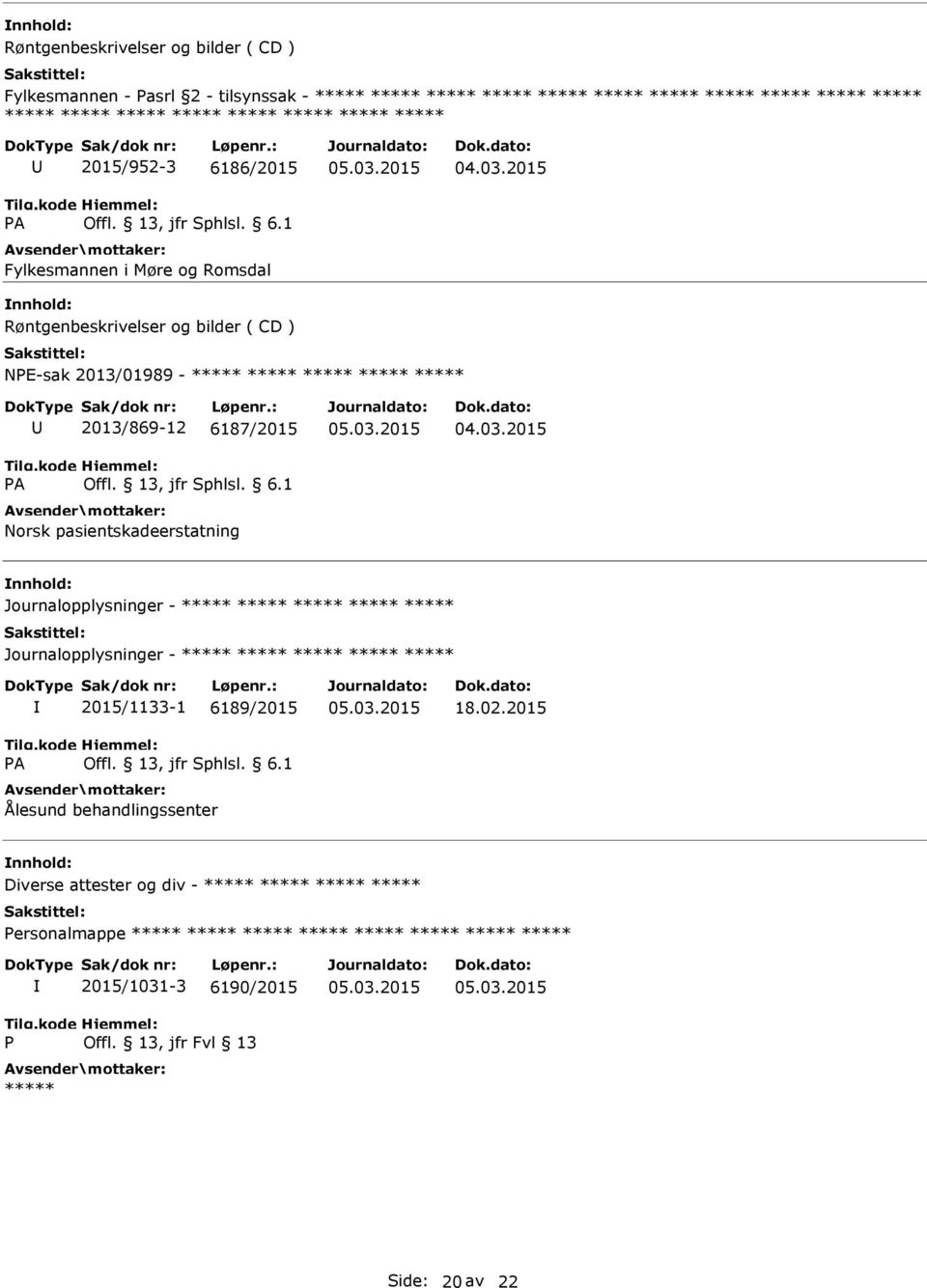 2013/01989-2013/869-12 6187/2015 Journalopplysninger - Journalopplysninger - 2015/1133-1