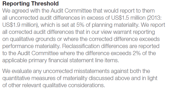 110 Vedlegg 11: Utdrag fra Ashtead revisjonsberetning vesentlighetsopplysninger (Deloitte) Vedlegg 12: Utdrag