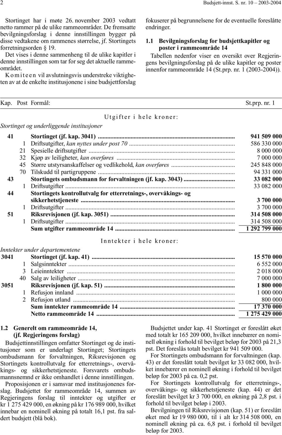 Det vises i denne sammenheng til de ulike kapitler i denne innstillingen som tar for seg det aktuelle rammeområdet.