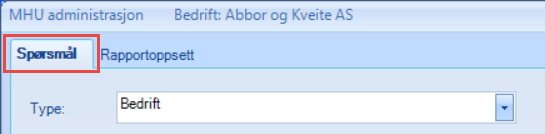 Når man klikker på ikonet «Administrasjon», åpnes dette vinduet: På den øverste linja i vinduet ser man hvilken bedrifts oppsett man er