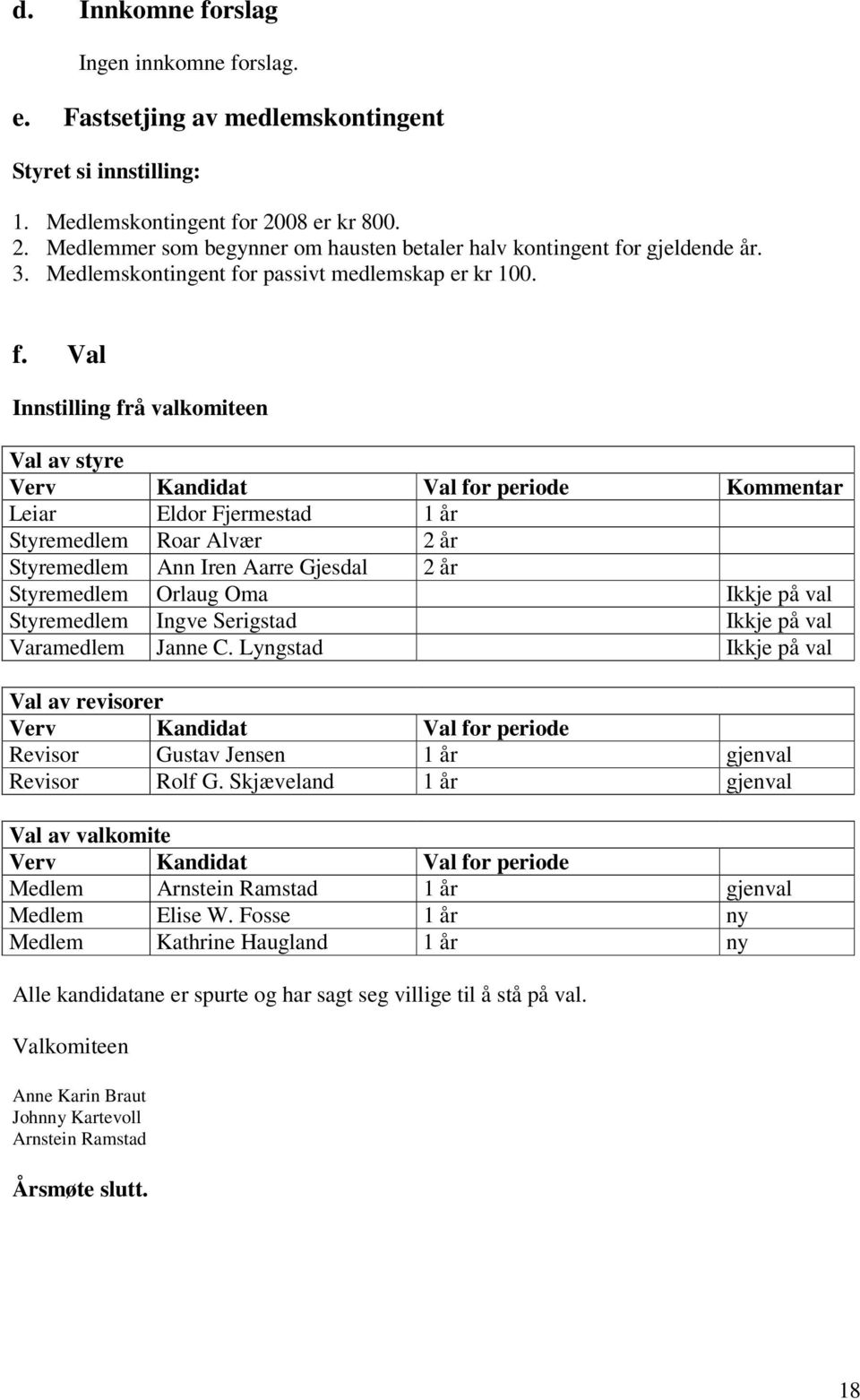 r gjeldende år. 3. Medlemskontingent fo