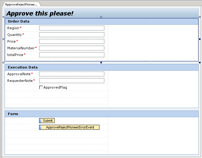 SAP BPM User interface Slik vil det da kunne se ut når user