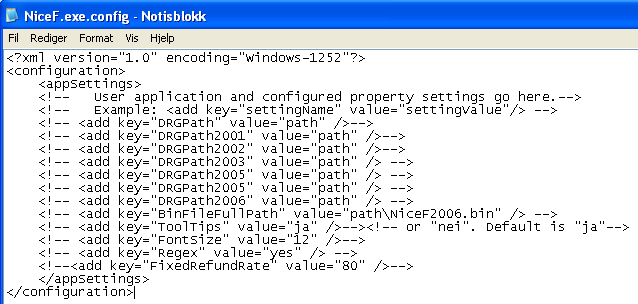 Brukerdokumentasjon NiceF v 9.0.0.0 side 12 12. Setting av defaultverdier som fast refusjonsprosent NiceF leveres med faste verdier (defaultverdier) på f.