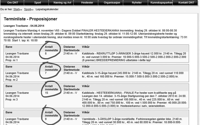 KONKURRANSE F A R T S F Y L T SPENNING PREMIER TRAV K A L D B L O D S NYHET! Nå kan du i realtid se hvor mange hester som er meldt i løpene! Logg inn på www.travsport.