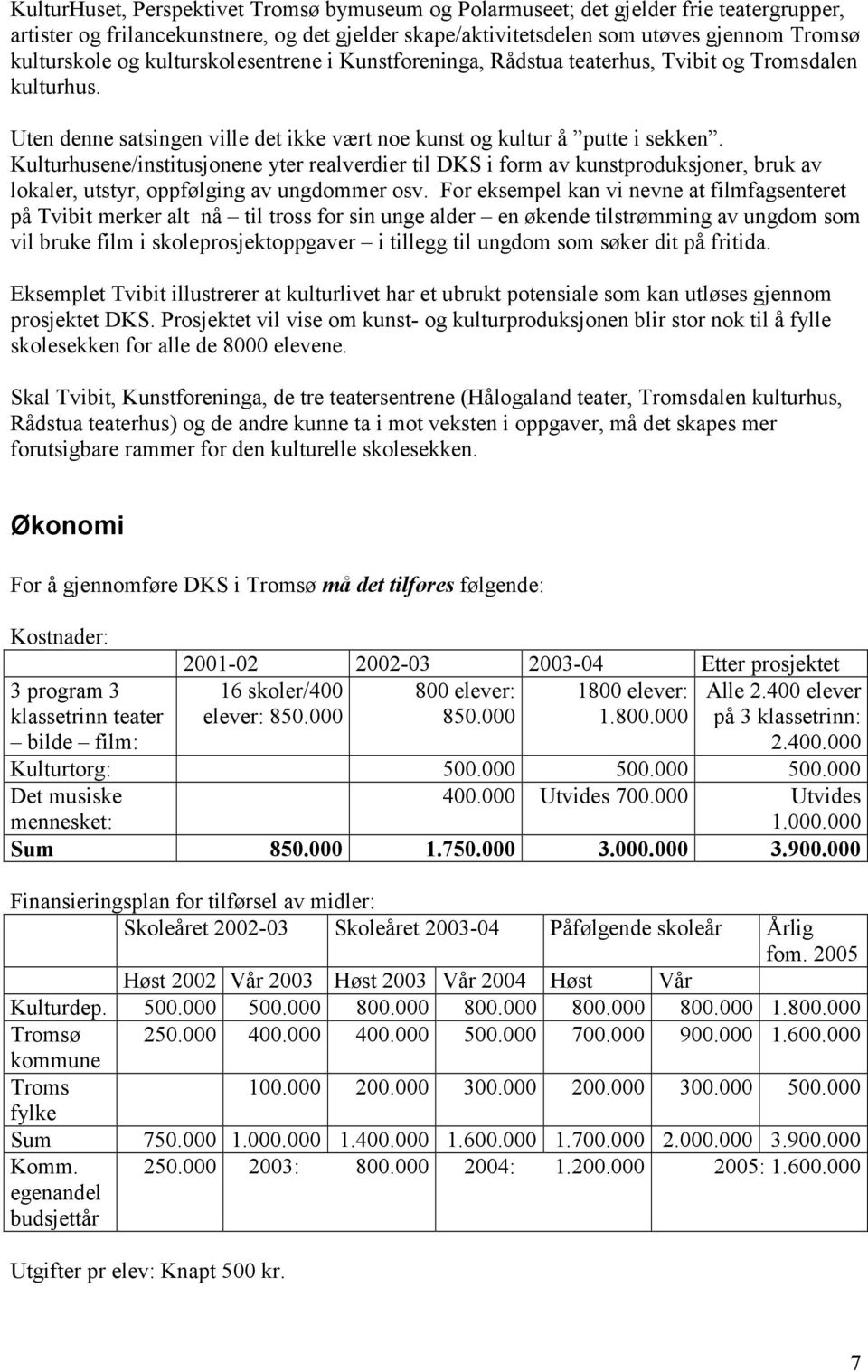 Kulturhusene/institusjonene yter realverdier til DKS i form av kunstproduksjoner, bruk av lokaler, utstyr, oppfølging av ungdommer osv.