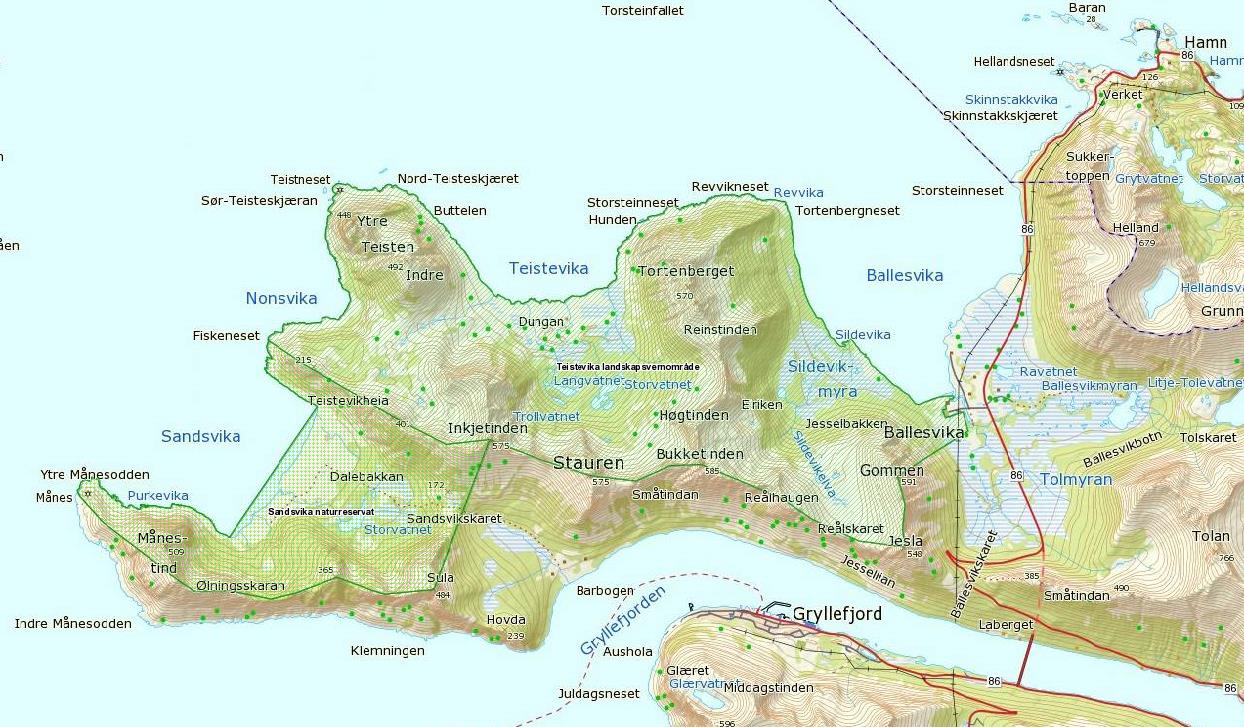 Rapport 25/01/2017 7 1. Innledning 1.1 Geografisk plassering Teistevika landskapsvernområde (TLVO) ligger i Torsken kommune på Senja i Troms fylke.