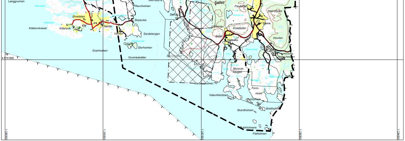 2.2 Avgrensing av planområdet: Kommunedelplan for Steine - Sløvåg er sist vedteke i sak 118/93 den 25.10.1993 med planidentitet 1411 1993 001.