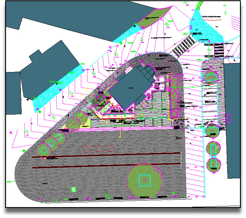 Grunnflate av eksisterande bustad er registrert til 116 m2 i vårt GAB-register. Garasjebygg er målt til ca 85 m2 frå kart. Kjøyreveg KV I planen er det vist KV1, KV2 og KV3.