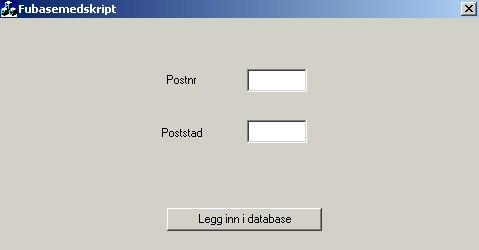 Lage og køyre SQL-skript i Visual C++ 8. Lag ein Visual C++ applikasjon for innlesing av postnr og poststad : 9.