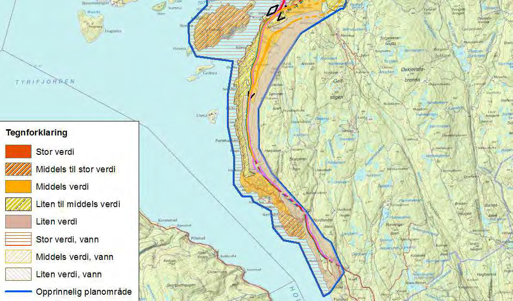 Naturressurser Tema naturressurser omhandler hvordan tiltaket berører ressurser fra jord, skog og andre utmarksarealer, fiskebestander i sjø og ferskvann, vilt, vannforekomster, berggrunn og